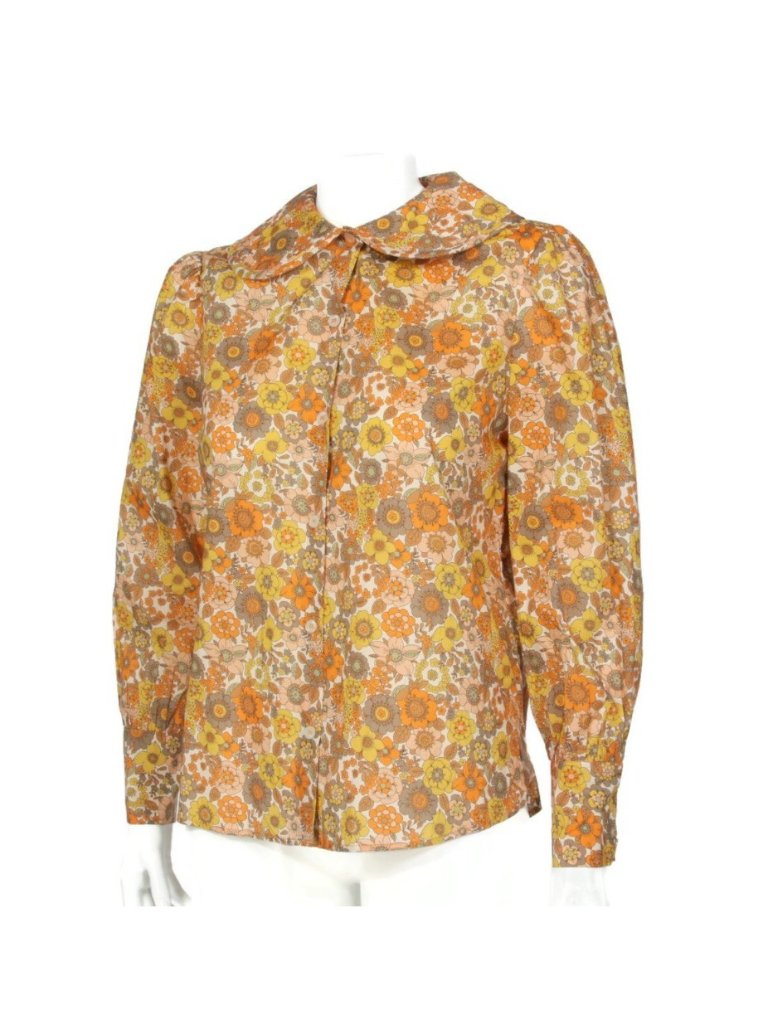 La Veste Wide Collar Warm Floral Long Sleeve Puffed Shoulder Blouse Sz M /112 — image 5 of 6